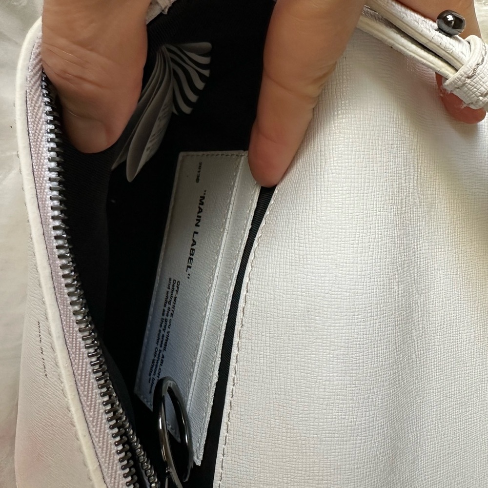 Off-White Diagonal Mini Flap Crossbody Bag Black White Binder Clip - Picture 6 of 12